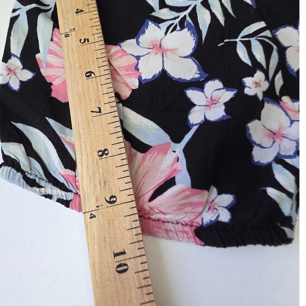 NWT Roxy Canyon Moon Floral Midi Dress Black Pink Tropical Smocked Back XL - Picture 7 of 8